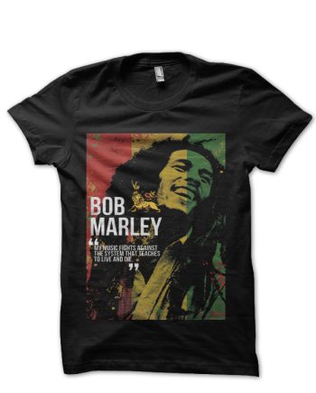 Bob Marley Music Fights Black T-Shirt