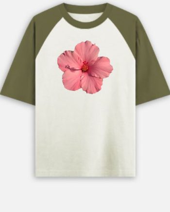 Olive Green Flower Raglan Oversized T-Shirt