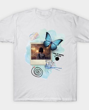 Life is Strange Polaroid Collage & Blue Butterfly Graphic T-Shirt