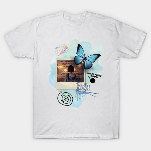 Life is Strange Polaroid Collage & Blue Butterfly Graphic T-Shirt
