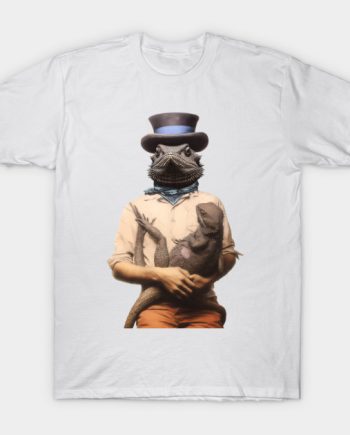 Dapper Bearded Dragon Top Hat Graphic T-Shirt