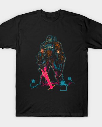 Doom Slayer Crucible Sword Neon Graphic T-Shirt