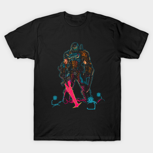 Doom Slayer Crucible Sword Neon Graphic T-Shirt