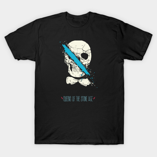 Queens of the Stone Age Cracked Skull Bowtie Graphic T-Shirt