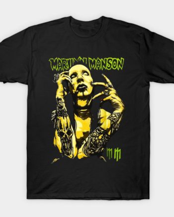 Marilyn Manson Tattooed Portrait Neon Lime Graphic T-Shirt
