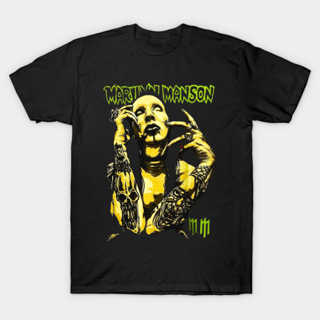 Marilyn Manson Tattooed Portrait Neon Lime Graphic T-Shirt