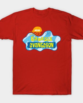 Funny Neon Genesis Evangelion x SpongeBob Title Parody Graphic T-Shirt