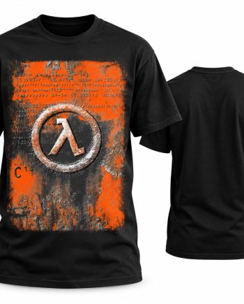 Half-Life Lambda Logo Rust Equations Sci-Fi Gaming Graphic T-Shirt