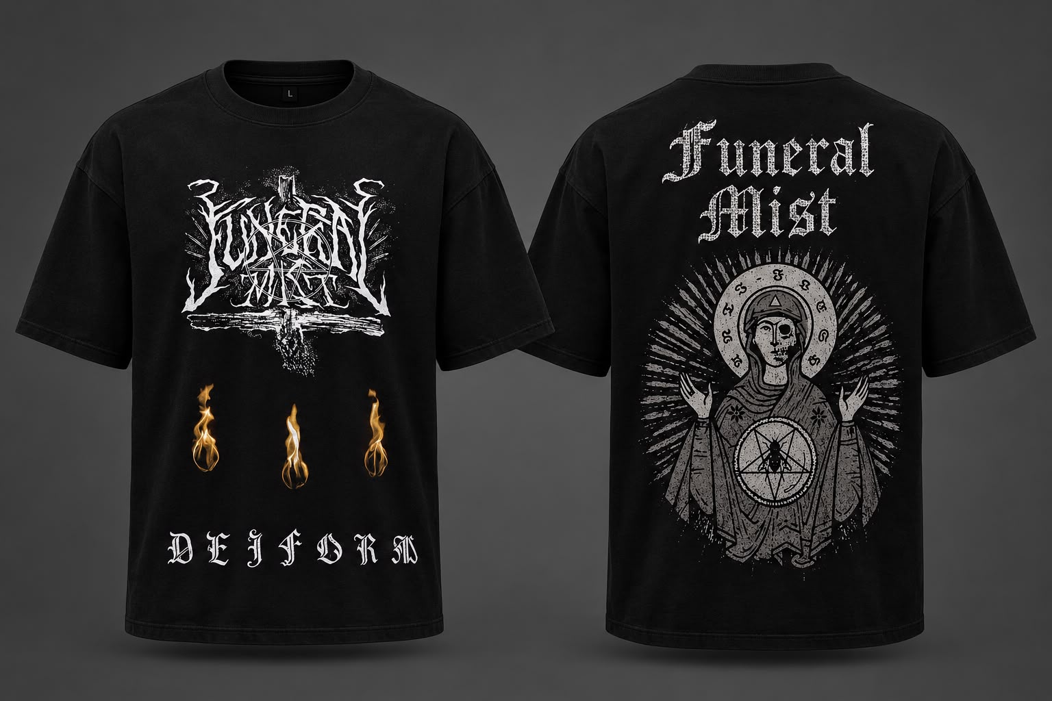 Funeral Mist Deiform Black Metal Double-Sided Graphic T-Shirt