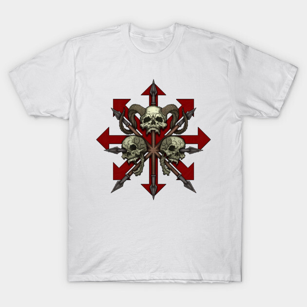 Chaos Star Horned Skulls Graphic T-Shirt