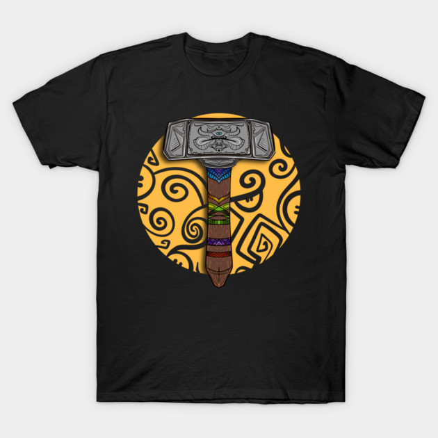 Thor Mjolnir Tribal Sun Graphic T-Shirt