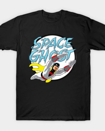 Space Ghost Punch Retro Cartoon Superhero Distressed Graphic T-Shirt