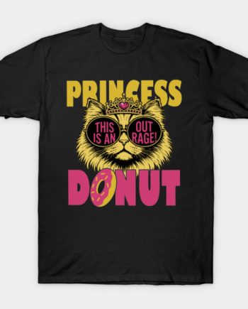 Princess Donut This Is An Outrage Cat Crown Sunglasses Graphic T-Shirt