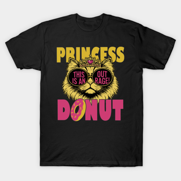 Princess Donut This Is An Outrage Cat Crown Sunglasses Graphic T-Shirt