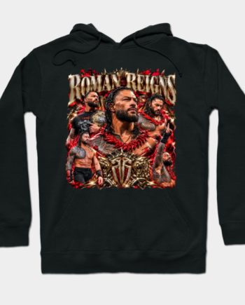 Roman Reigns Vintage Bootleg Tribal Chief Collage Graphic Hoodie