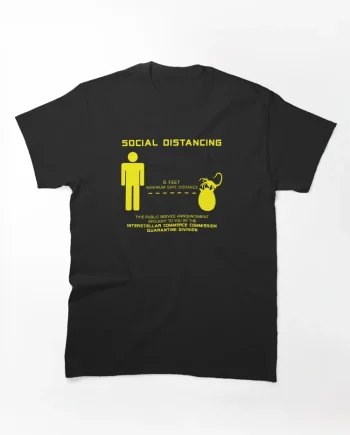 Alien Social Distancing Facehugger Funny Sci-Fi Parody Graphic T-Shirt