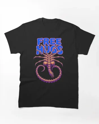 Free Hugs Facehugger Funny Sci-Fi Horror Graphic T-Shirt