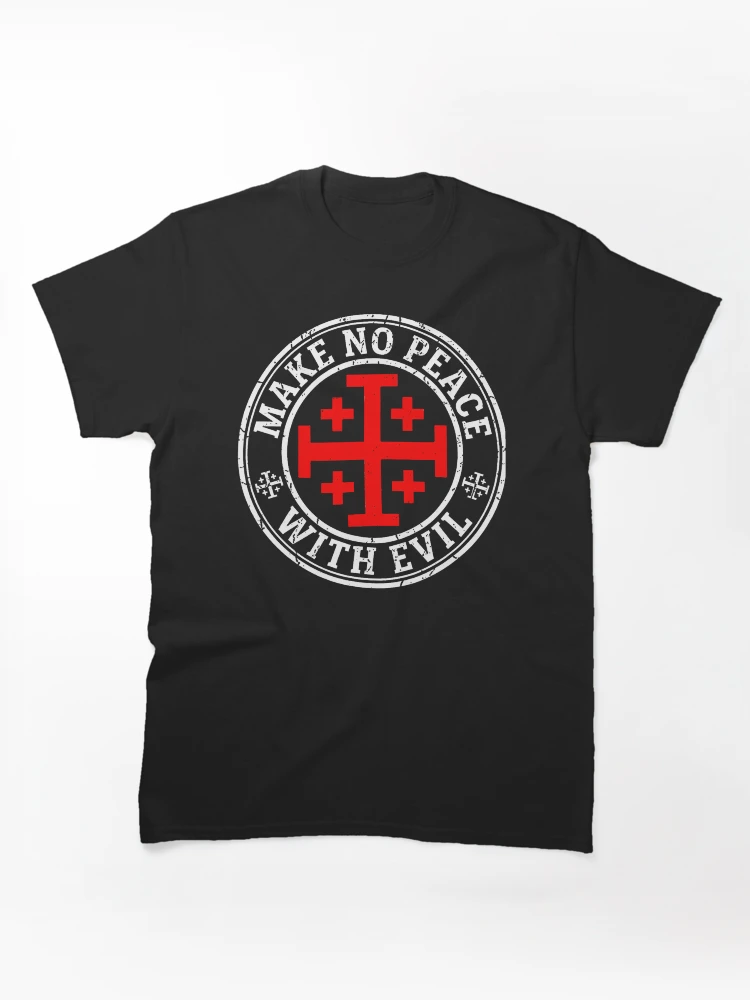 Make No Peace With Evil Crusader Cross Graphic T-Shirt