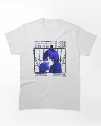Serial Experiments Lain Blue Cyberpunk Aesthetic Graphic T-Shirt