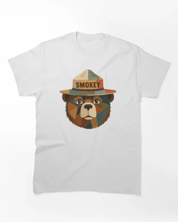 Smokey Bear Patchwork Quilted Style Graphic T-Shirt