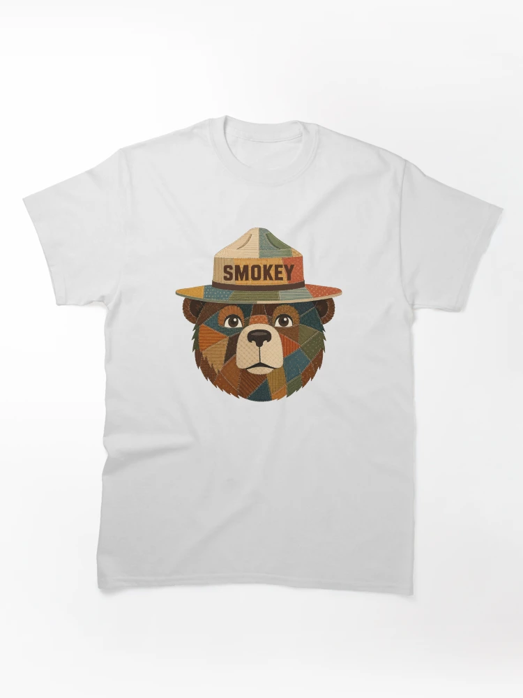 Smokey Bear Patchwork Quilted Style Graphic T-Shirt