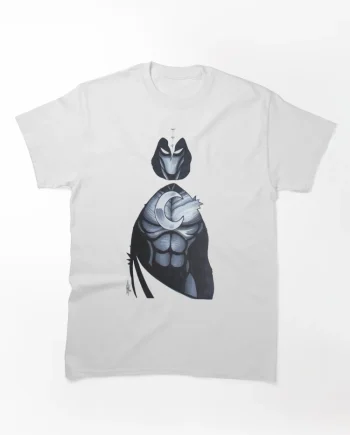 Moon Knight Minimalist Mask and Crescent Chest Graphic T-Shirt