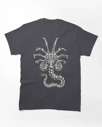Alien Facehugger Minimalist Line Art Sci-Fi Graphic T-Shirt