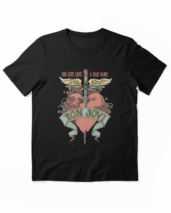 Bon Jovi You Give Love A Bad Name Vintage Floral Graphic T-Shirt