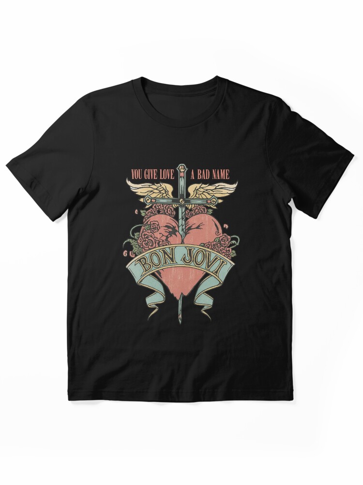 Bon Jovi You Give Love A Bad Name Vintage Floral Graphic T-Shirt