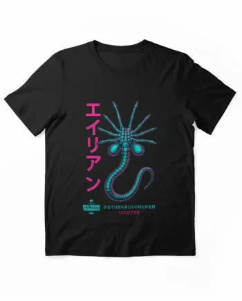 Alien Facehugger Japanese Cyberpunk Sci-Fi Graphic T-Shirt