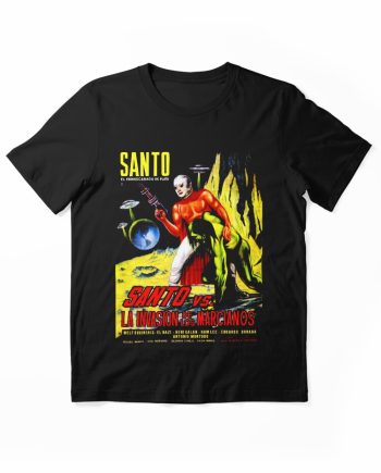 Santo vs La Invasión de los Marcianos Vintage Lucha Libre Movie Poster Graphic T-Shirt