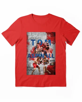Tom Aspinall Red Vintage MMA Collage Graphic T-Shirt