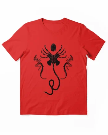 Alien Xenomorph Life Cycle Facehugger Chestburster Red Graphic T-Shirt