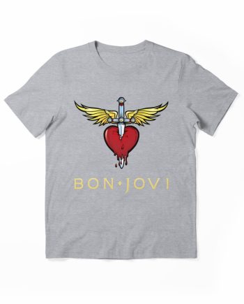 Bon Jovi Classic Heart and Dagger Logo Graphic T-Shirt