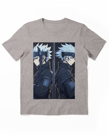 Dual Shinobi Back-to-Back Split Portrait Anime Graphic T-Shirt