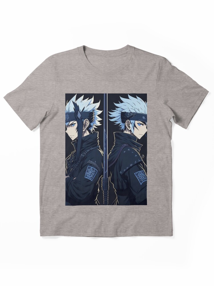 Dual Shinobi Back-to-Back Split Portrait Anime Graphic T-Shirt