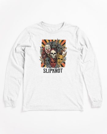 Slipknot Mask Collage Grunge Vintage Heavy Metal Graphic Long Sleeve T-Shirt