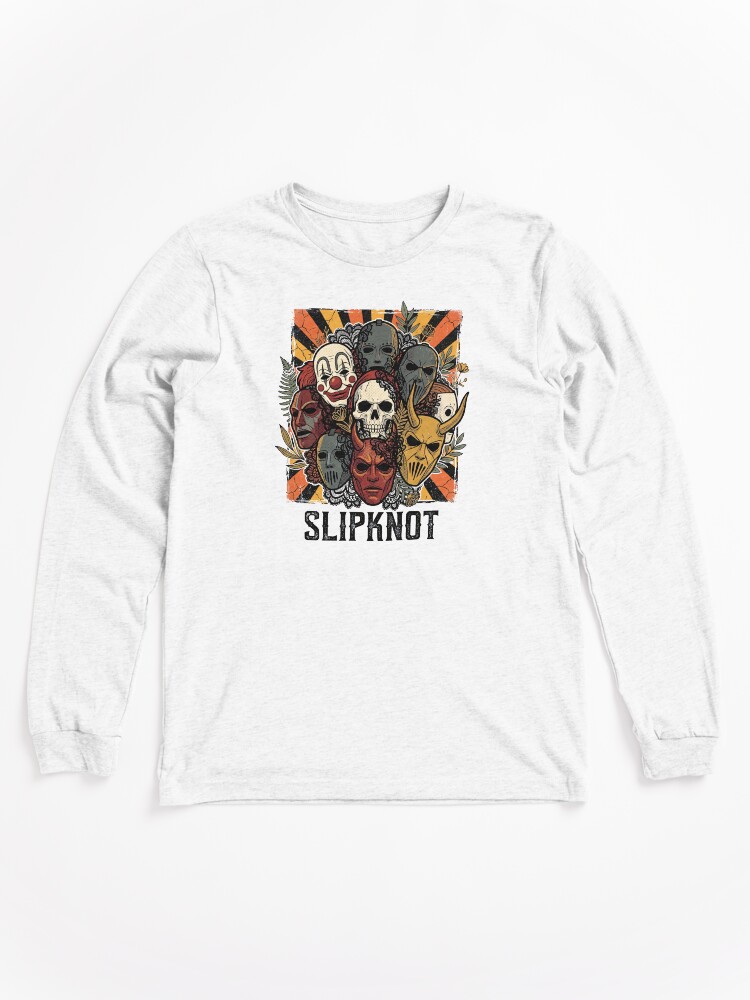 Slipknot Mask Collage Grunge Vintage Heavy Metal Graphic Long Sleeve T-Shirt