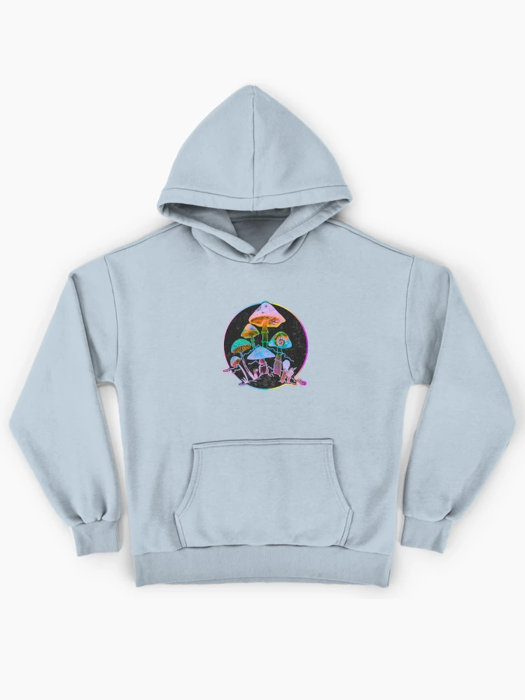 Psychedelic Neon Mushrooms Circle Graphic Hoodie