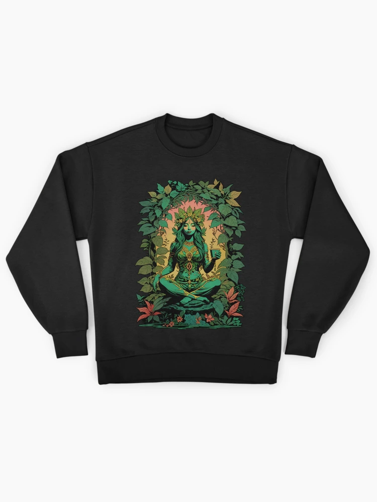 Mother Nature Forest Goddess Meditating Graphic Sweatshirt