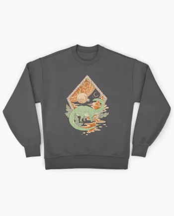 Dinosaur and Cosmic Landscape Vintage Art Graphic Sweatshirt
