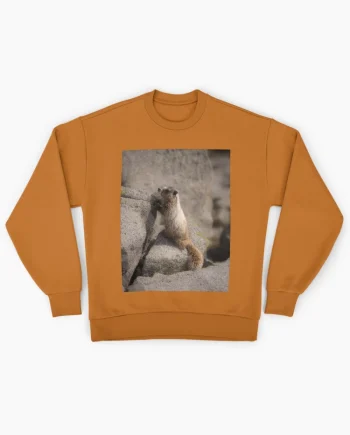 Curious Marmot on Rocks Wildlife Nature Photography Oversized Sweatshirt