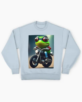 Biker Frog Riding Motorcycle Graphic Sweatshirt