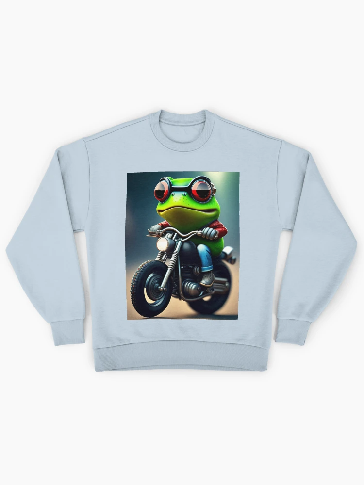 Biker Frog Riding Motorcycle Graphic Sweatshirt