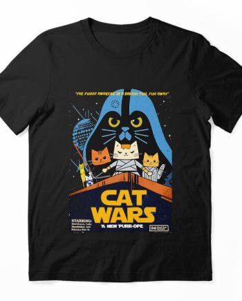 Cat Wars Sci-Fi Parody Graphic T-Shirt