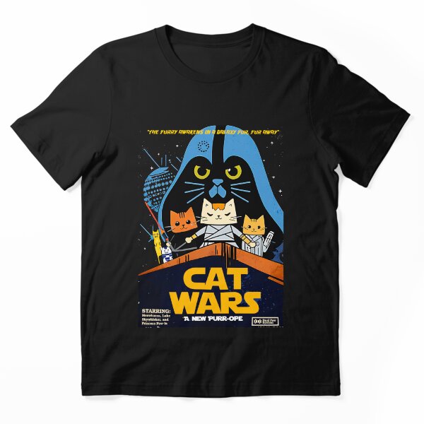 Cat Wars Sci-Fi Parody Graphic T-Shirt